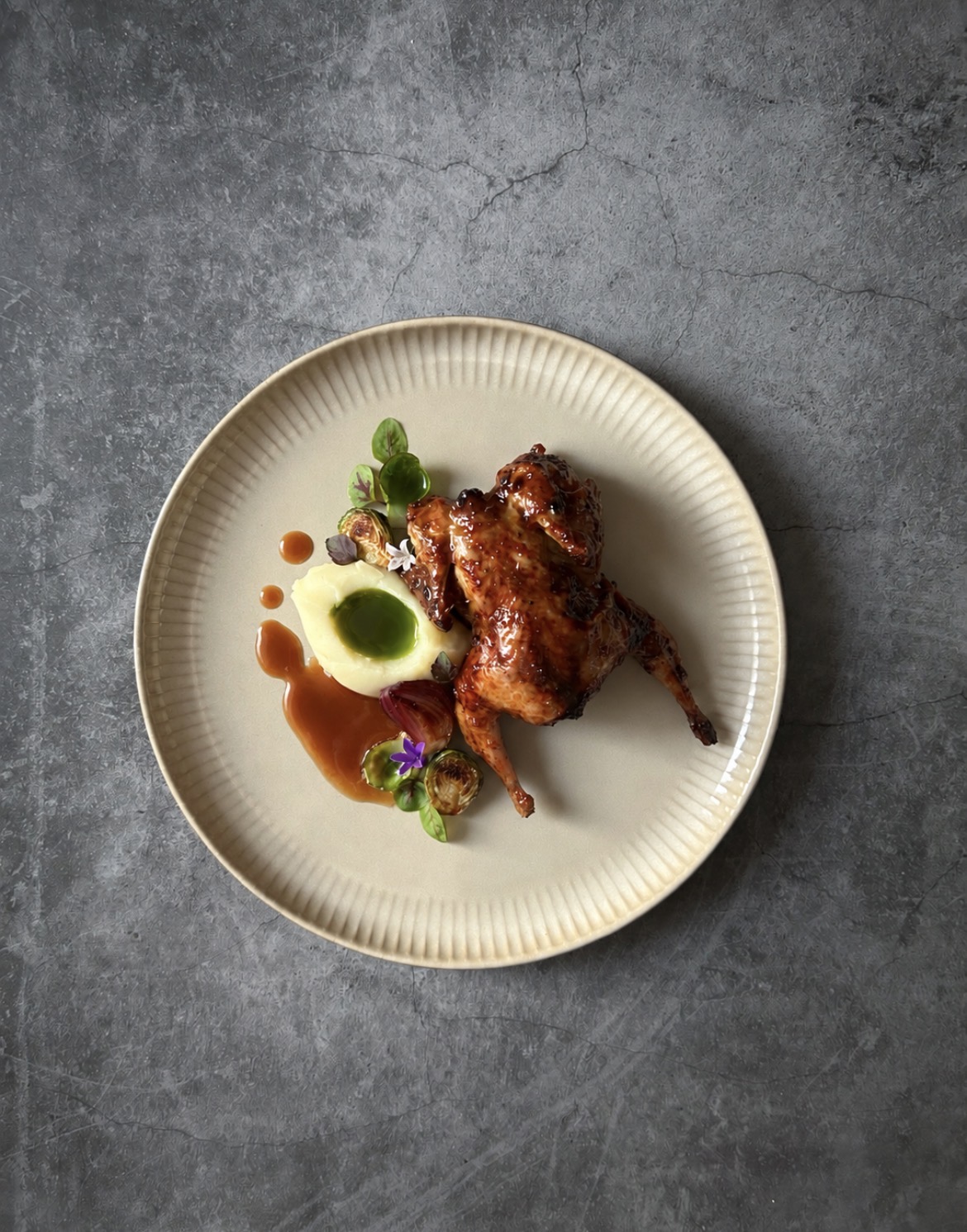 Roasted quail fine-dining plate by Eva Jank